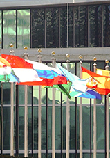 photo of some flags outside of United Nations